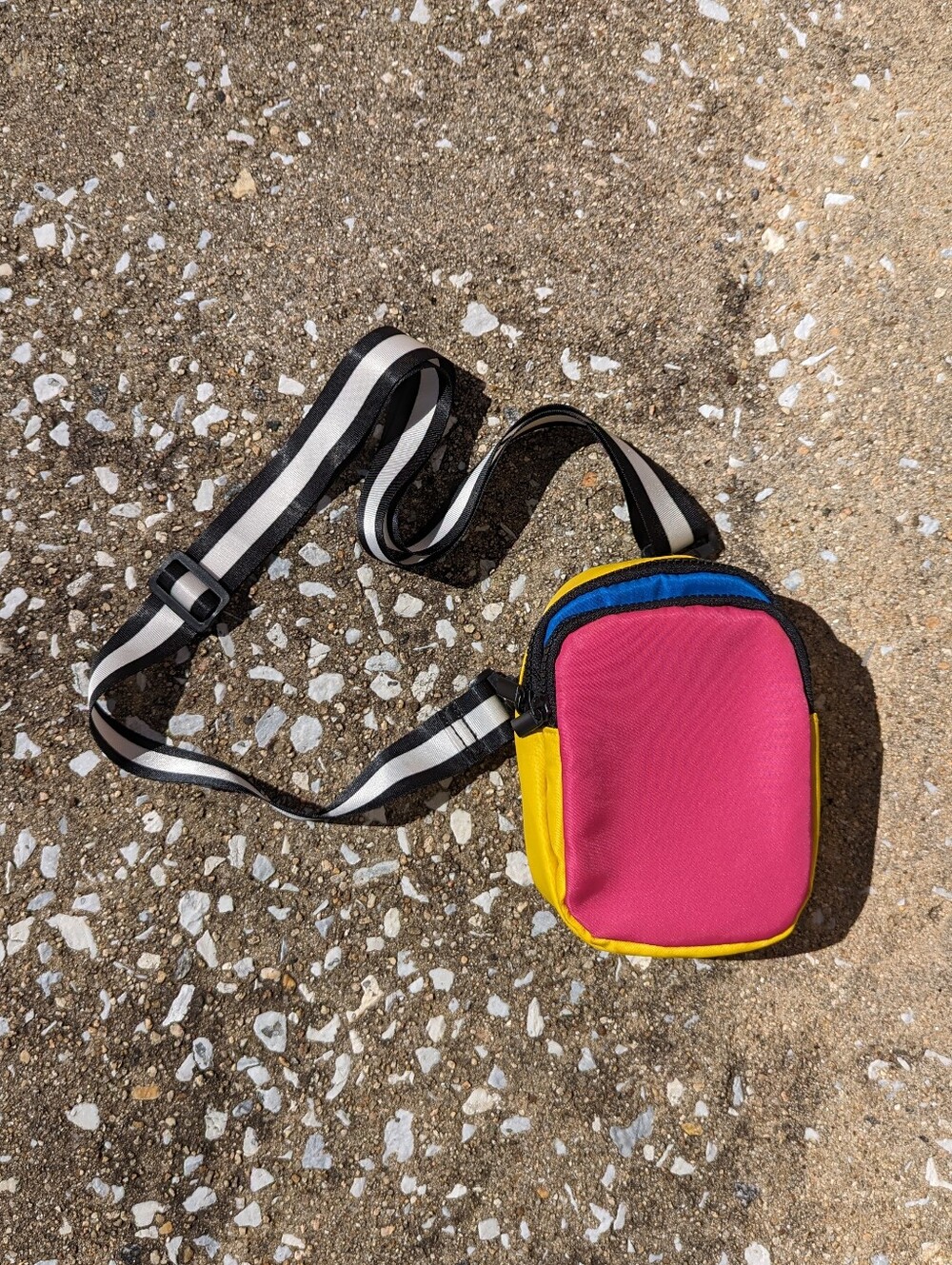 Small Colorblock Kids Crossbody Pouch - Pink, Yellow & Blue
